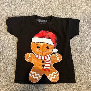 Marvel Ginger Bread Man T-Shirt Santa Hat Scarf Toddler Size 2